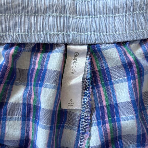 Gap Blue Plaid 100% Cotton Sleep Shorts Womens Small Pajamas Sleepwear - Picture 6 of 8